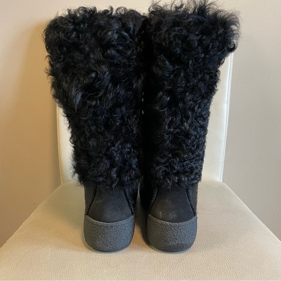 Oscar Sport Leather Fur Winter Snow Boots Italian Black Size 37 / 6 - Picture 3 of 11